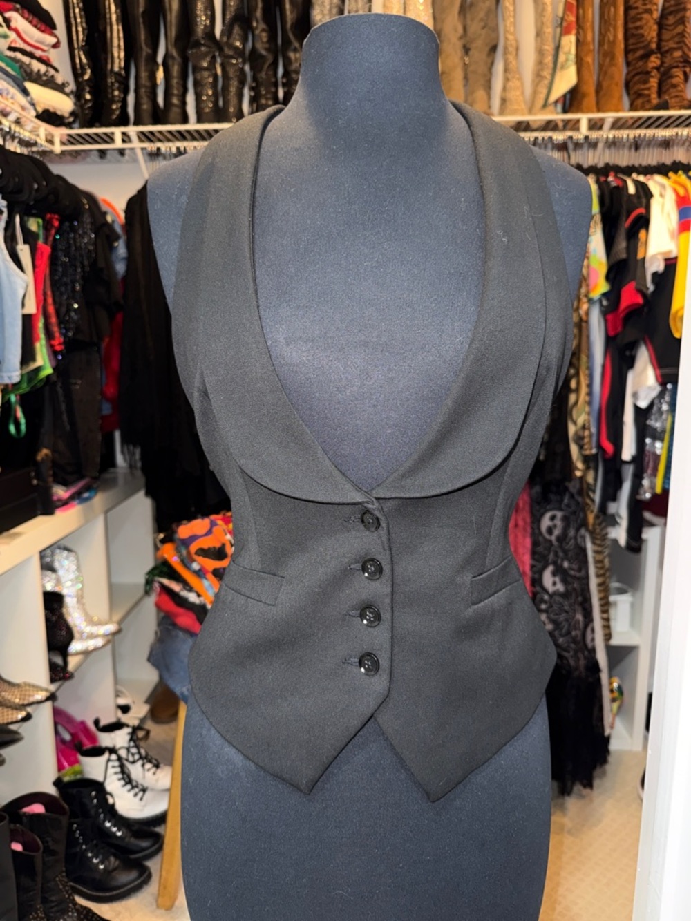 Express Black Satin-Look Vest